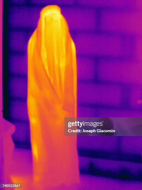 thermal image muslim woman wearing burka - harrow london stock pictures, royalty-free photos & images