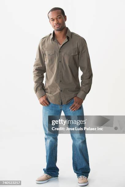 portrait of serious african american man - black man full body portrait stock pictures, royalty-free photos & images