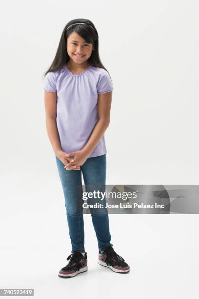 portrait of smiling hispanic girl - child isolated foto e immagini stock