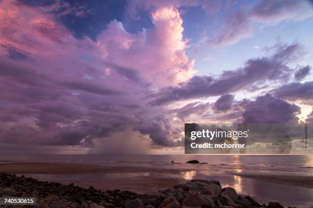 rain clouds over the ocean, papar, sabah, malaysia - papar sabah stock pictures, royalty-free photos & images