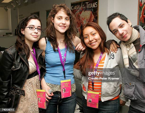 Marsha Vellez, Alexandra Singer, Lil Beth Chauca and guest attend the youth filmmaker party held at the Kyle Kaufmann Gallery during the 2007 Tribeca...