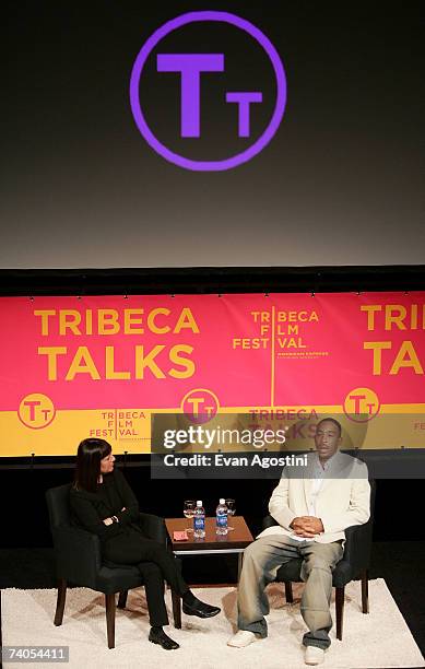Moderator Vanity Fair?s Lisa Robinson and Chris "Ludacris" Bridges speak during the "Ludacris" panel discussion at the 2007 Tribeca Film Festival on...