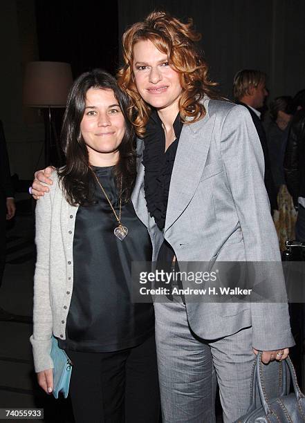 Vanity Fair's Sara Switzer poses with actor and comedian Sandra Bernhard during The Cinema Society and The Wall Street Journal after party for "Away...