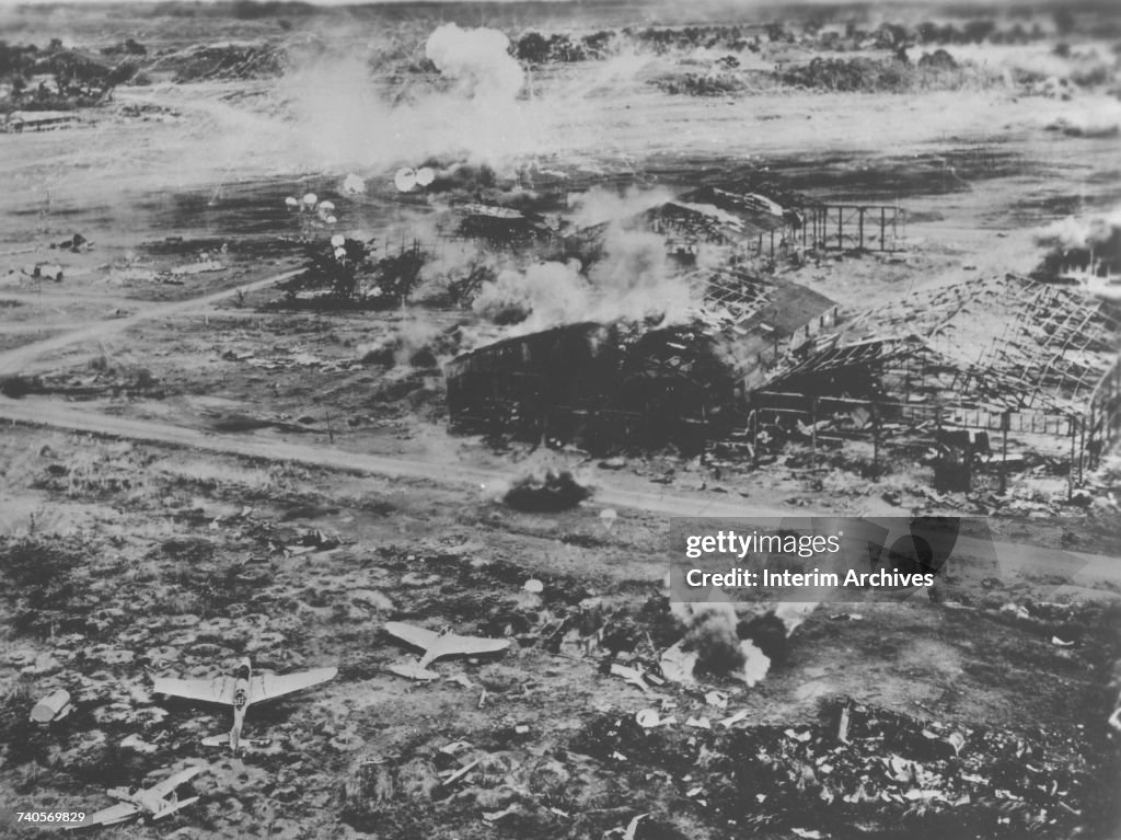Clark Field Aerial photo showing the devastation and destruction wrought by... News ...