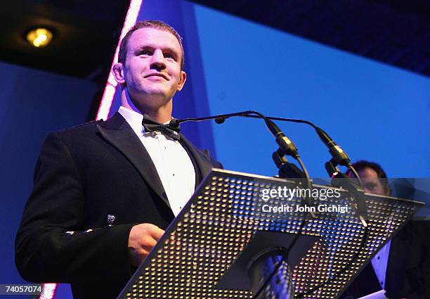 Jason White annuonces the winner of the PRA Computacenter Players' Player of the Year award during the PRA Computacenter Rugby Players Awards Dinner...