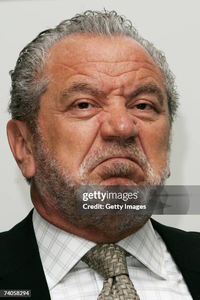 Businessman Sir Alan Sugar speaks at a press conference to launch a new computer 'Cluster' at Queen Mary, University of London on May 3, 2007 in...