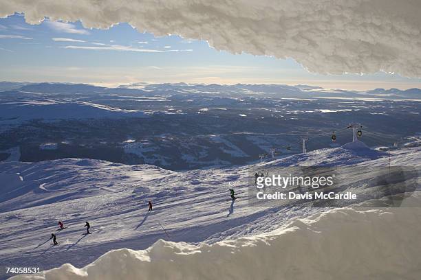 skiers viewed from frozen outlook in are, sweden - wt1 ストックフォトと画像