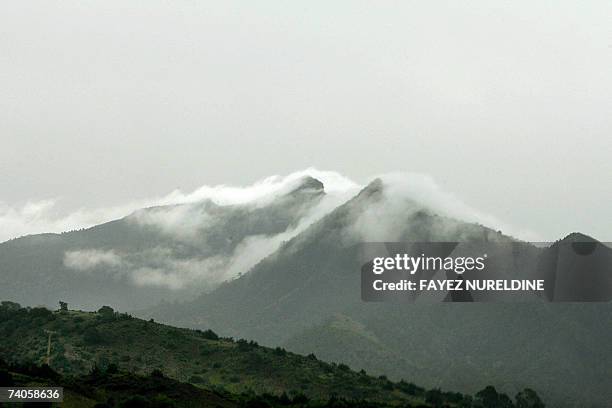 Picture taken 03 May 2007 shows mountains covered by clouds around Steif City 330 km eastern of capital Algiers. The official campaign for...