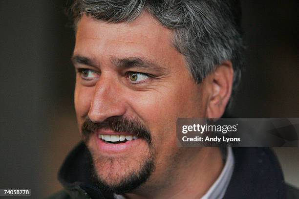 Steve Asmussen the trainer of Curlin and Zanjero is pictured in his barn during the morning training for the 133rd Kentucky Derby at Churchill Downs...