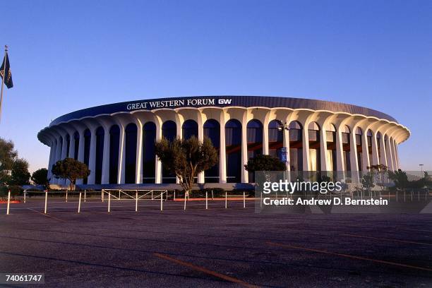 An exterior shot of the Great Western Forum prior to a Lakers game during the 1989 season in Inglewood, California. NOTE TO USER: User expressly...