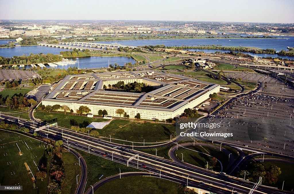 Aerial view of a military building, The Pentagon, Washington DC, USA