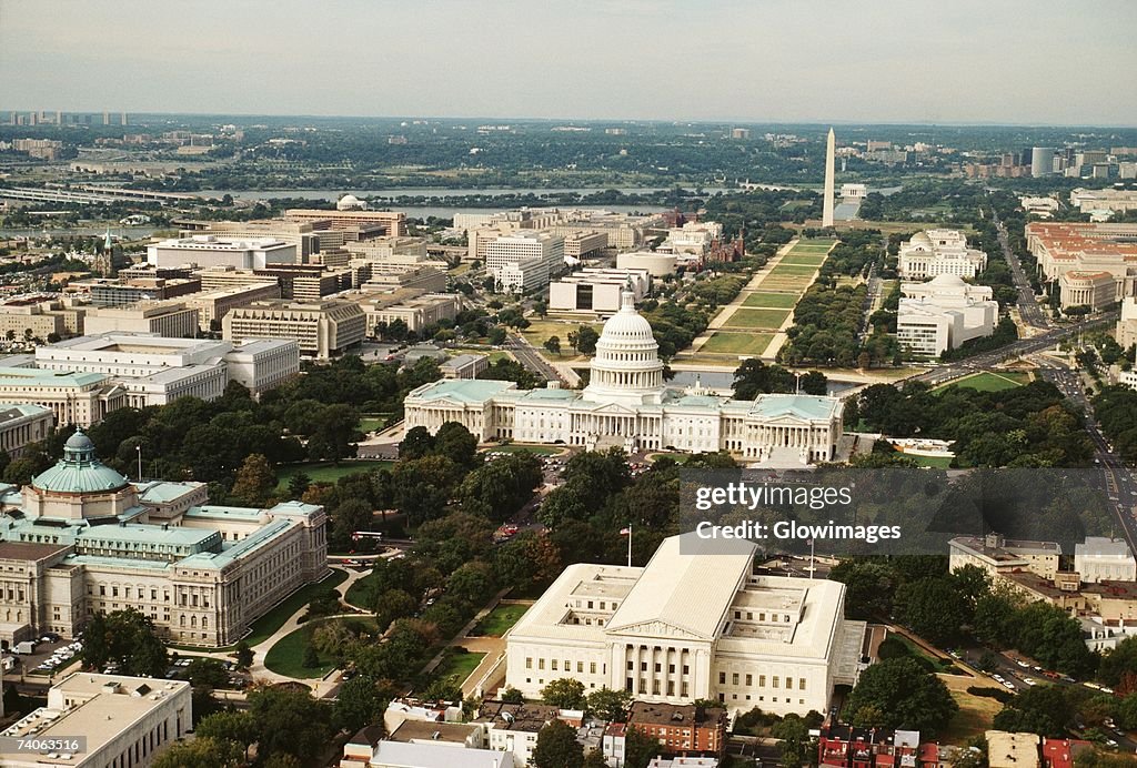Aerial view of a government building, Washington DC, USA