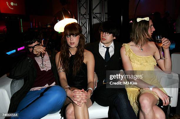 Peaches Geldof and her friends are seen at the LG party launching their new TV range, at The Old Truman Brewery on May 3, 2007 in London, England.