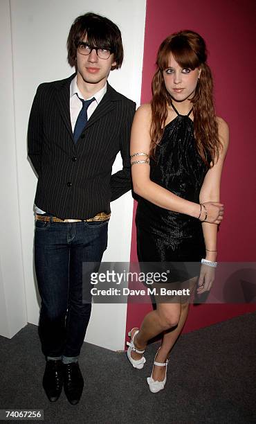 Peaches Geldof and DJ Frederick Blood-Royale attend LG party launching their new TV range, at The Old Truman Brewery on May 3, 2007 in London,...