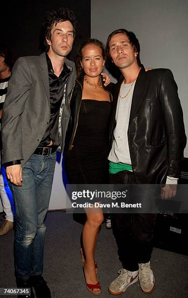 Bobby Gillespie, Jade Jagger and Dan Williams attend LG party launching their new TV range, at The Old Truman Brewery on May 3, 2007 in London,...