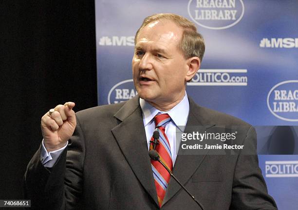 Former Virginia Governor Jim Gilmore joins the other major GOP Presidential Candidates in the first Republican debate held at the Reagan Library on...
