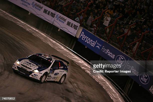 Manfred Stohl of Austria and Citroen in action during the Super Special Stage on day one of the WRC Rally of Argentina 2007 at the River Plate Soccer...