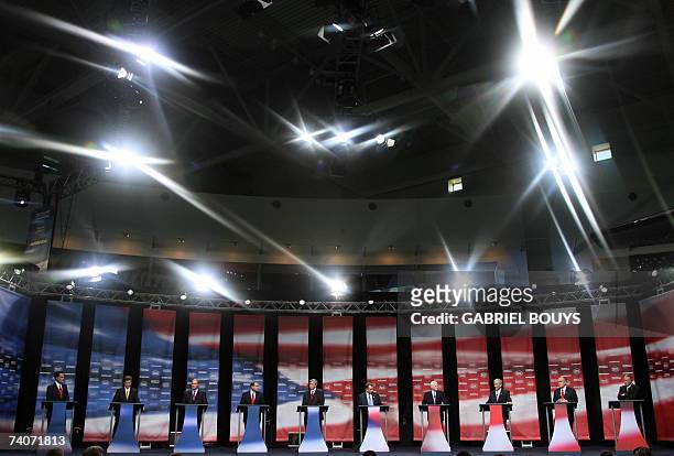 Simi Valley, UNITED STATES: Republican presidential candidates participate in the first debate for the 2008 Presidential Race, at the Reagan...