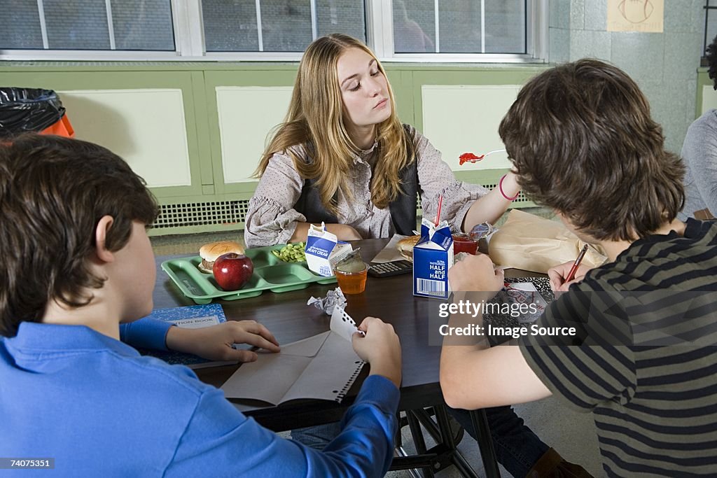 Teenagers in cafeteria