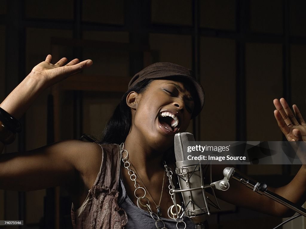 Young woman singing