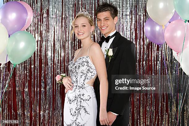 young couple at prom - high school prom stock pictures, royalty-free photos & images