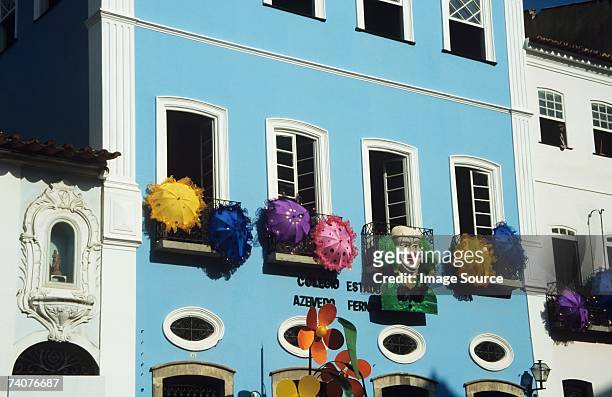 building decorated for carnival - brazil carnival stock pictures, royalty-free photos & images