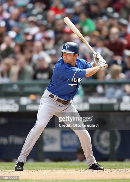 David DeJesus of the Kansas City Royals stands ready at bat against the Seattle Mariners on April 29, 2007 at Safeco Field in Seattle, Washington....