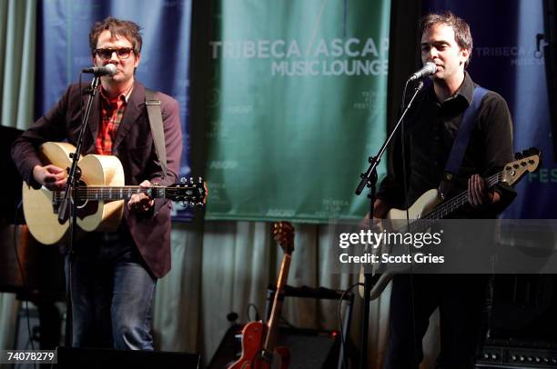 Musicians Mike Viola and Adam Schlesinger performs onstage at the ASCAP / Tribeca Music Lounge at The 2007 Tribeca Film Festival on May 4, 2007 in...