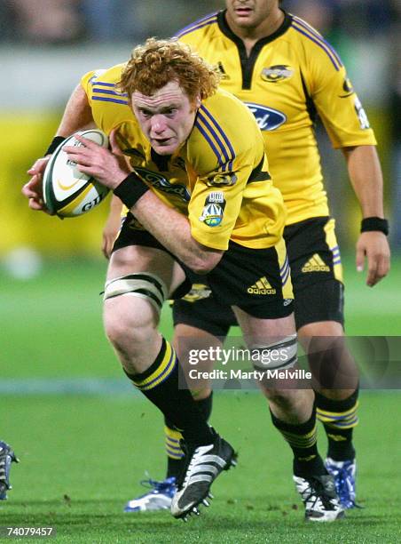 Paul Tito of the Hurricanes makes a break during the round 14 Super 14 match between the Hurricanes and the Waratahs at Westpac Stadium May 5, 2007...