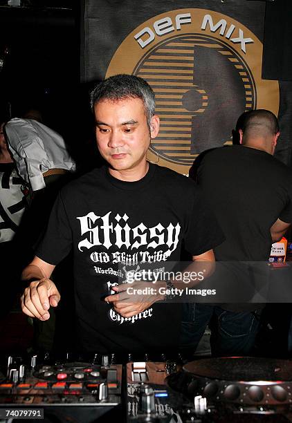 Satoshi Tomiie plays at the Def Mix 20th Anniversary Weekender at Turnmills nightclub on May 4, 2007 in London, England. The Weekender sees the start...