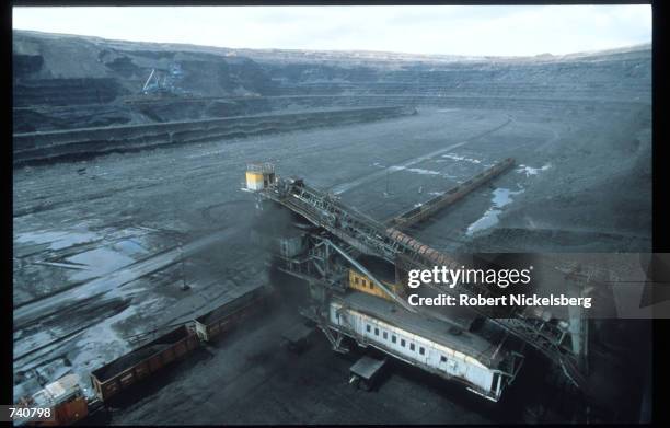 Coal mine is on display September 1994 in Ekibastuz, Kazakhstan. Kazakhstan contains vast mineral resources, and has a large reserve of petroleum and...