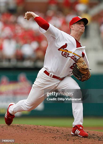 Starting pitcher Kip Wells of the St. Louis Cardinals throws against the Houston Astros on May 5, 2007 at Busch Stadium in St. Louis, Missouri. The...