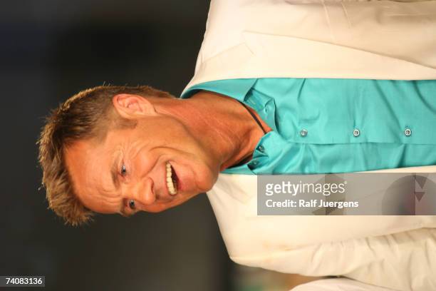 Dieter Bohlen gives a interview after Mark Medlock wins the singer qualifying contest DSDS Final show on May 05, 2007 at the Coloneum in Cologne,...