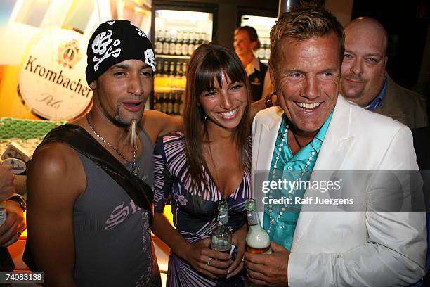 Mark Medlock, Bohlens girlfriend Carina and Dieter Bohlen attend the after show party of singer qualifying contest DSDS Final show on May 05, 2007 at...