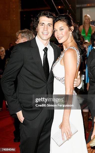 Comedian Andy Lee and model Megan Gale arrive at the 2007 TV Week Logie Awards at the Crown Casino on May 6, 2007 in Melbourne, Australia. The annual...