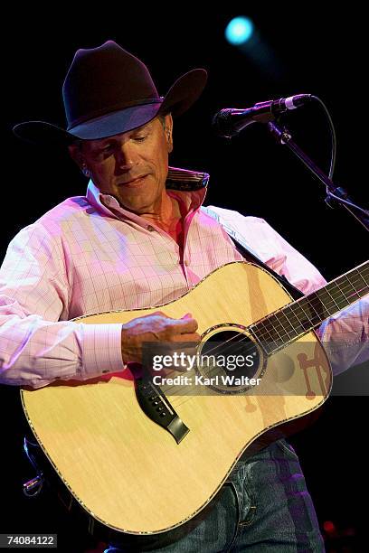 George Strait performs during day 1 of the Inaugural Stagecoach Country Music Festival held at the Empire Polo Field on May 5, 2007 in Indio,...