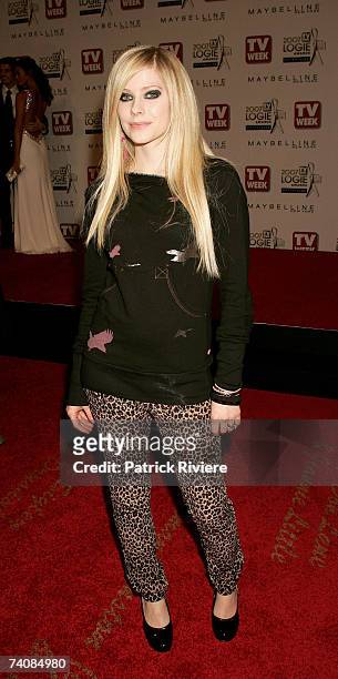 Singer Avril Lavigne arrives at the 2007 TV Week Logie Awards at the Crown Casino on May 6, 2007 in Melbourne, Australia. The annual television...