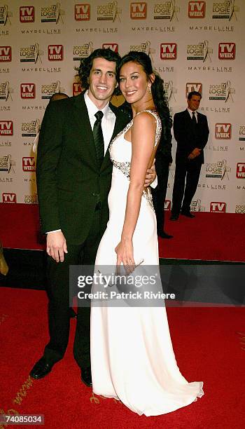 Comedian Andy Lee and model Megan Gale arrive at the 2007 TV Week Logie Awards at the Crown Casino on May 6, 2007 in Melbourne, Australia. The annual...