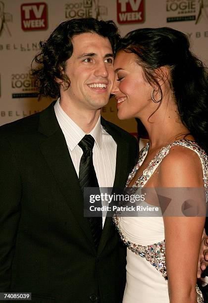 Comedian Andy Lee and model Megan Gale arrive at the 2007 TV Week Logie Awards at the Crown Casino on May 6, 2007 in Melbourne, Australia. The annual...