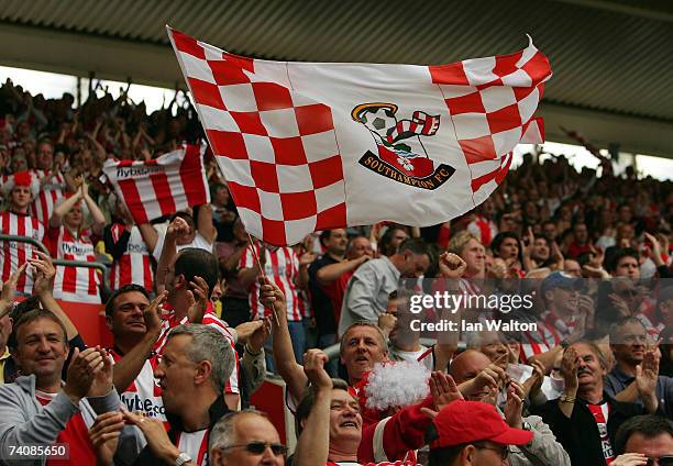 Southampton fans during the Coca-Cola Championship match between Southampton and Southend United at St Marys Stadium on May 6, 2007 in Southampton,...