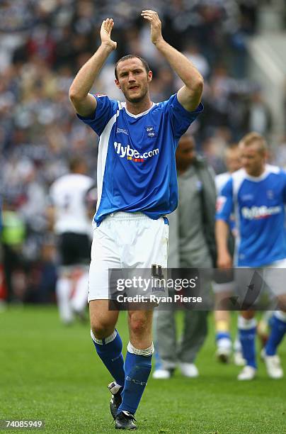 Martin Taylor of Birmingham City thanks the fans during the Coca Cola Championship match between Preston North End and Birmingham City at Deepdale on...