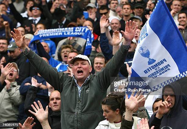 Birmingham City fans look on during the Coca Cola Championship match between Preston North End and Birmingham City at Deepdale on May 6, 2007 in...