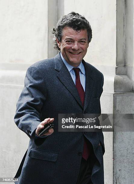 French Minister for Employment, Social Cohesion and Housing Jean-Louis Borloo arrives after the Second Round of the French Presidential Elections at...