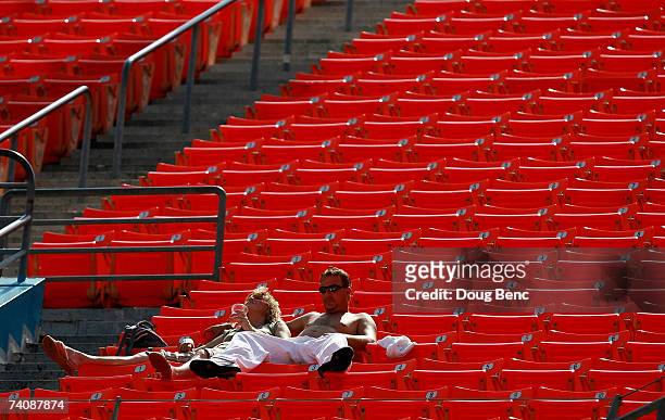 Fans watch from the upper deck as the San Diego Padres take on the Florida Marlins on May 6, 2007 at Dolphin Stadium in Miami, Florida. The Padres...