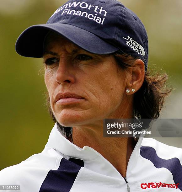 Juli Inkster walks down the fairway on the 18th hole during the final round of the SemGroup Championship presented by John Q. Hammons on May 6, 2007...