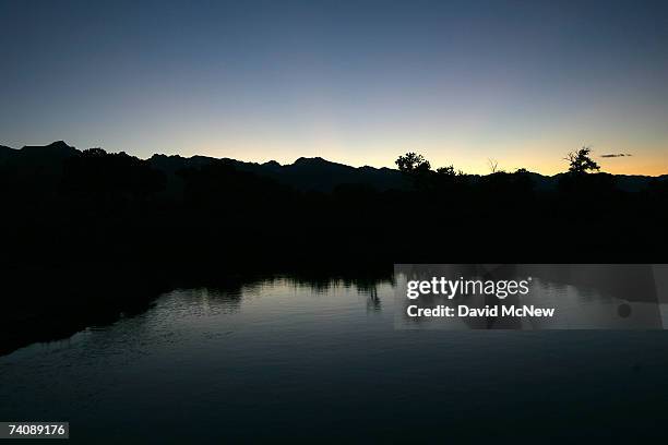 Night settles in along the Owens River before it empties into Owens Lake on May 5, 2007 near Lone Pine, California. The Los Angeles Department of...