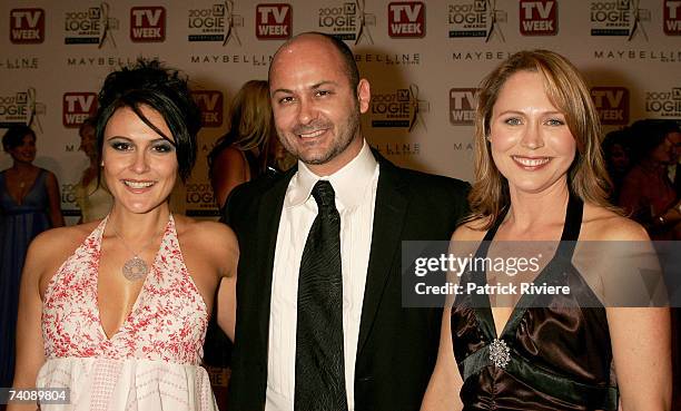 Actress Natalie Saleeba, actor Steve Bastoni and Mouche Phillips arrives at the 2007 TV Week Logie Awards at the Crown Casino on May 6, 2007 in...