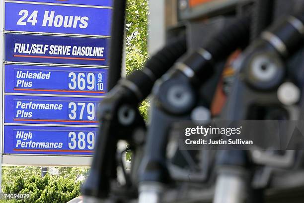 Gas prices over $3.50 per gallon are seen at a service station May 7, 2007 in San Francisco, California. Gas prices reached a record national average...