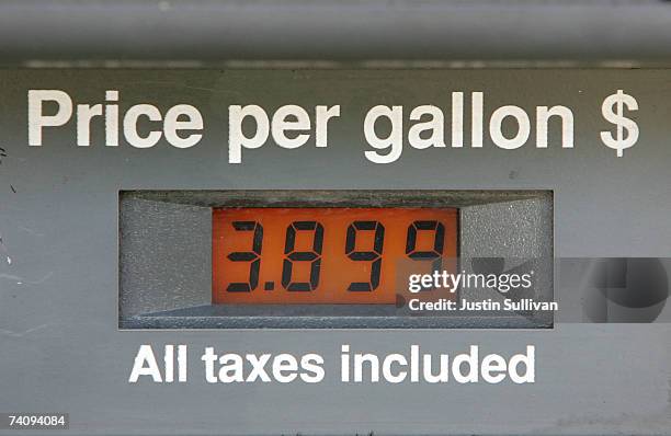 Gas prices nearing $4 a gallon are seen on a pump display May 7, 2007 in San Francisco, California. Gas prices reached a record national average...