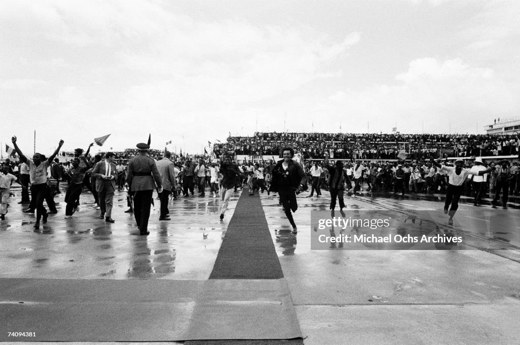 Crowds Of Rastafarians Await The Arrival Of Haile Selassie In Kingston Jamaica